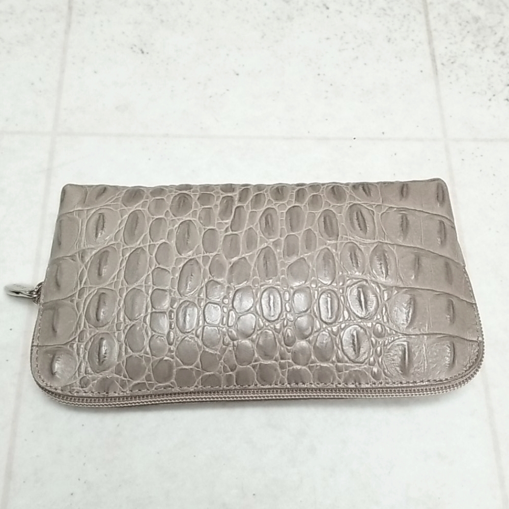 FURLA crocodile clutch leather bag travel pouch